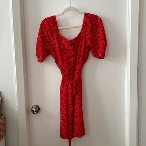 Cute red dress with white dots!